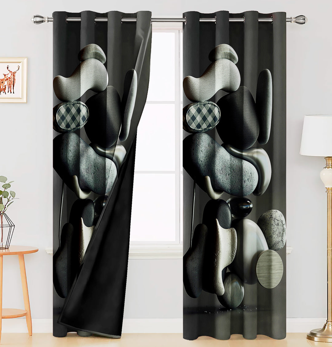 Ultimate Trends Premium Polyester 3D Modern Curtain For Home Décor Black Color, 1 Piece