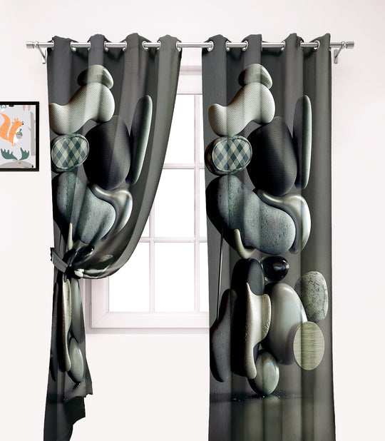 Ultimate Trends Premium Polyester 3D Modern Curtain For Home Décor Black Color, 1 Piece