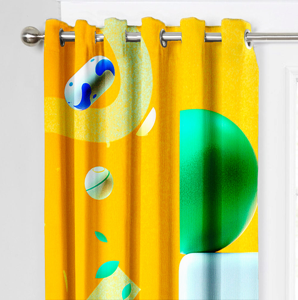 Ultimate Trends Premium Polyester 3D Modern Curtain For Home Décor Yellow Color, 1 Piece