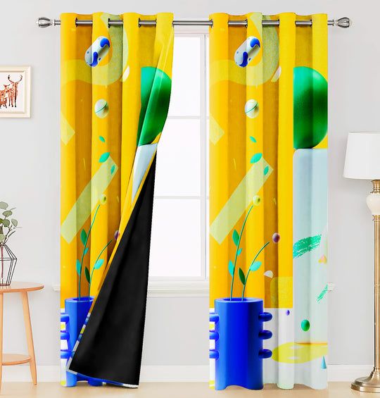 Ultimate Trends Premium Polyester 3D Modern Curtain For Home Décor Yellow Color, 1 Piece