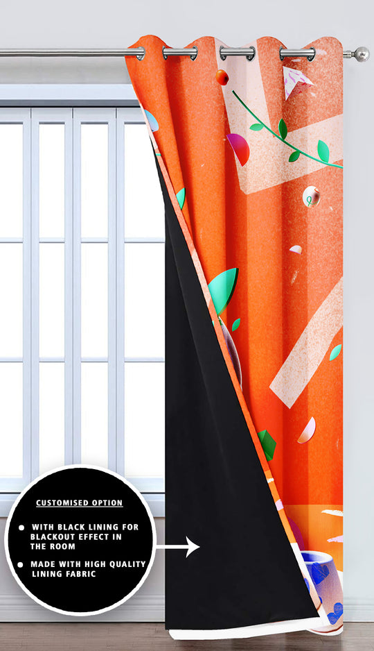 Ultimate Trends Premium Polyester 3D Modern Curtain For Home Décor Orange Color, 1 Piece