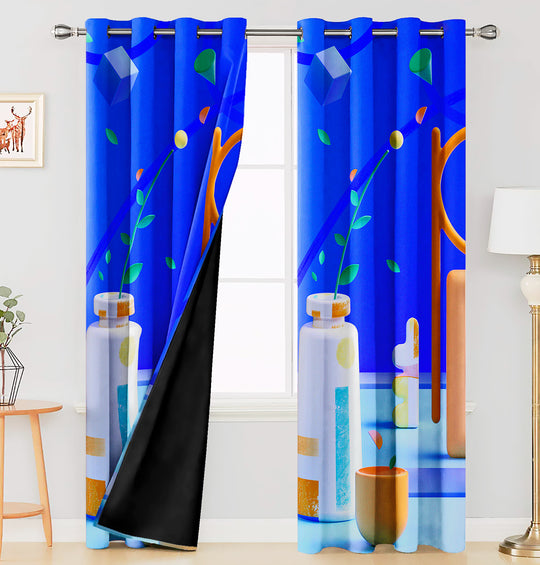 Ultimate Trends Premium Polyester 3D Modern Curtain For Home Décor Blue Color, 1 Piece