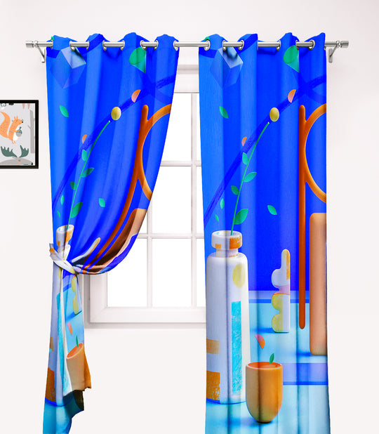 Ultimate Trends Premium Polyester 3D Modern Curtain For Home Décor Blue Color, 1 Piece