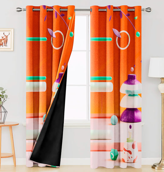 Ultimate Trends Premium Polyester 3D Modern Curtain For Home Décor Orange Color, 1 Piece