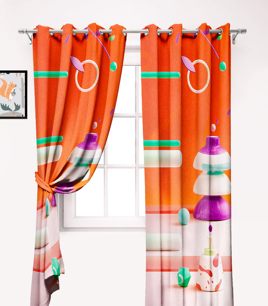 Ultimate Trends Premium Polyester 3D Modern Curtain For Home Décor Orange Color, 1 Piece