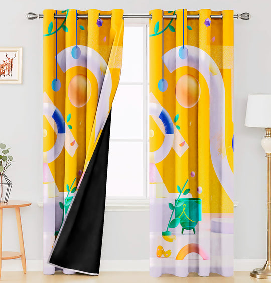 Ultimate Trends Premium Polyester 3D Modern Curtain For Home Décor Yellow Color, 1 Piece