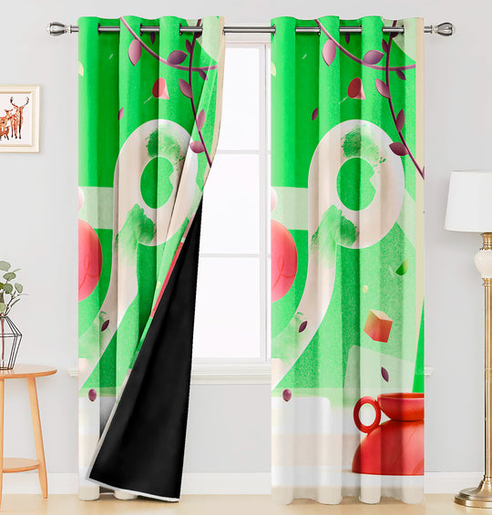 Ultimate Trends Premium Polyester 3D Modern Curtain For Home Décor Lime Green Color, 1 Piece