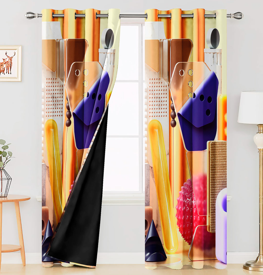 Ultimate Trends Premium Polyester 3D Modern Curtain For Home Décor Gold Color, 1 Piece