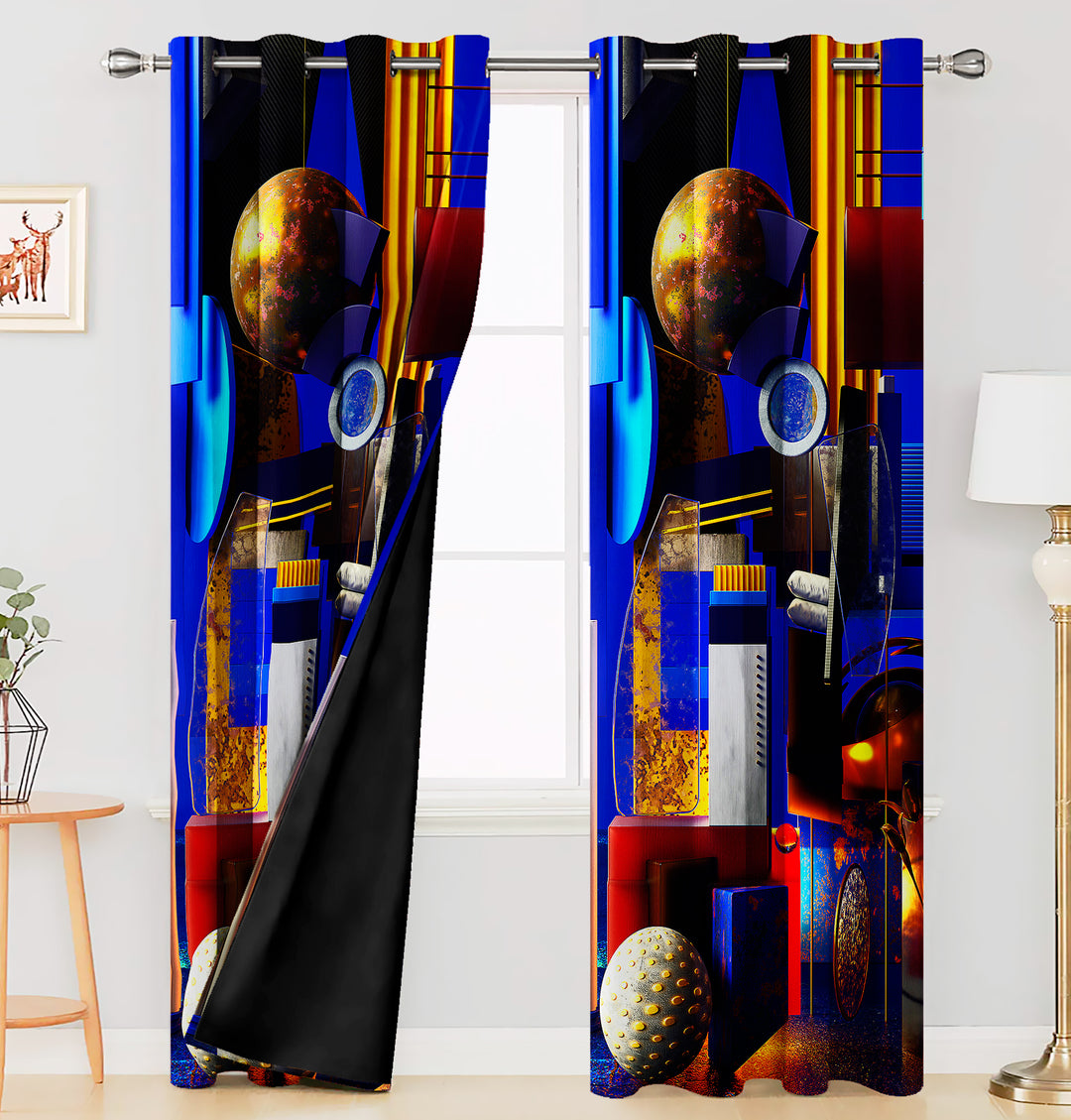 Ultimate Trends Premium Polyester 3D Modern Curtain For Home Décor Blue Color, 1 Piece