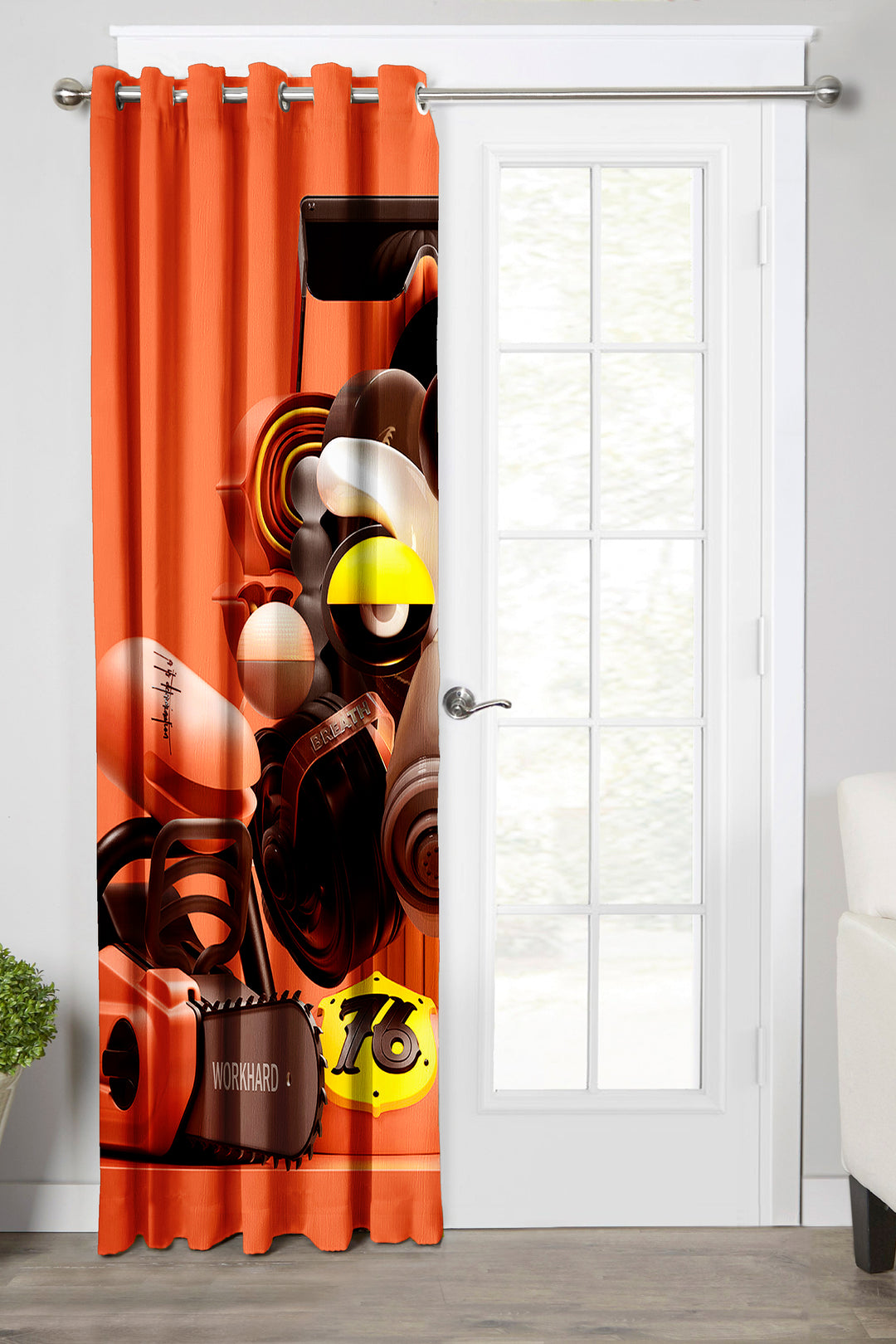 Ultimate Trends Premium Polyester 3D Modern Curtain For Home Décor Orange Color, 1 Piece