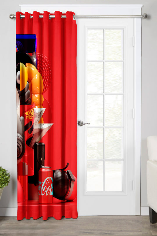 Ultimate Trends Premium Polyester 3D Modern Curtain For Home Décor Red Color, 1 Piece