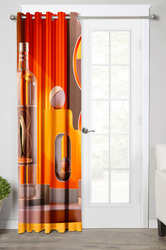 Ultimate Trends Premium Polyester 3D Modern Curtain For Home Décor Red and Orange Color, 1 Piece