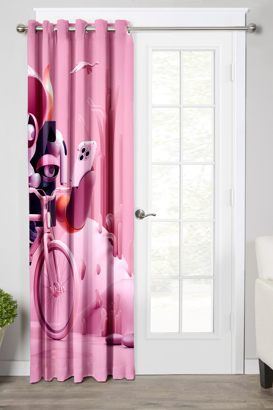 Ultimate Trends Premium Polyester 3D Modern Curtain For Home Décor Pink Color, 1 Piece