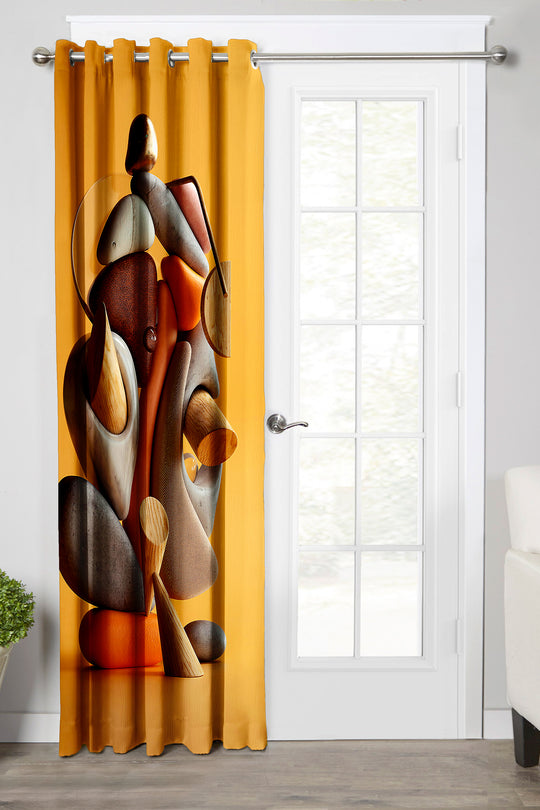 Ultimate Trends Premium Polyester 3D Modern Curtain For Home Décor Fire Yellow Color, 1 Piece