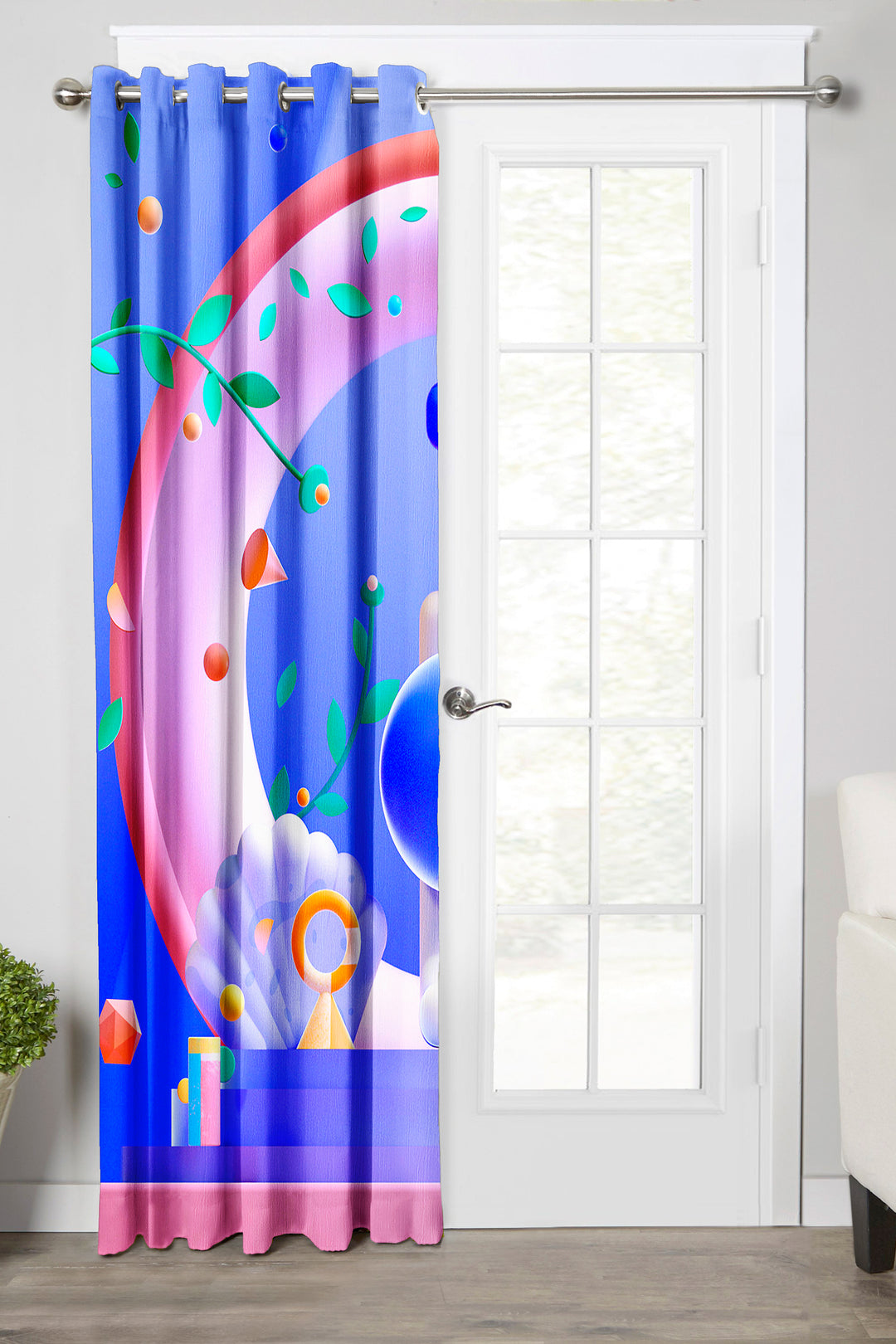 Ultimate Trends Premium Polyester 3D Modern Curtain For Home Décor Electric Blue Color, 1 Piece