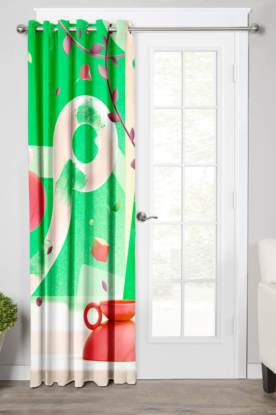 Ultimate Trends Premium Polyester 3D Modern Curtain For Home Décor Lime Green Color, 1 Piece