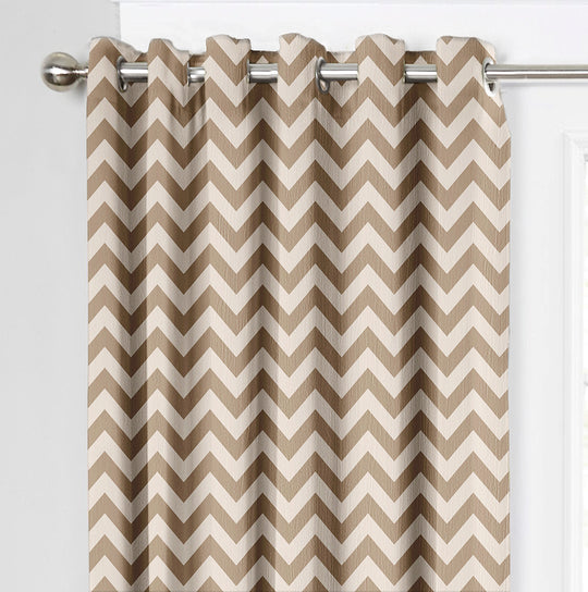 Ultimate Trends Premium Polyester Chevron Pattern Digital Printed Curtain, Thunder Grey Color, 1 Piece