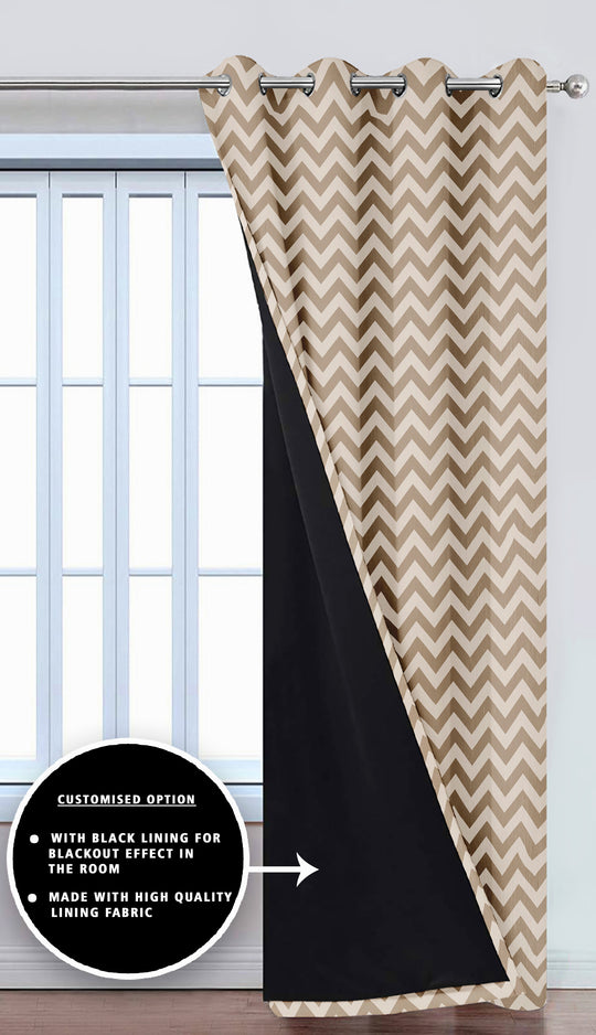 Ultimate Trends Premium Polyester Chevron Pattern Digital Printed Curtain, Thunder Grey Color, 1 Piece