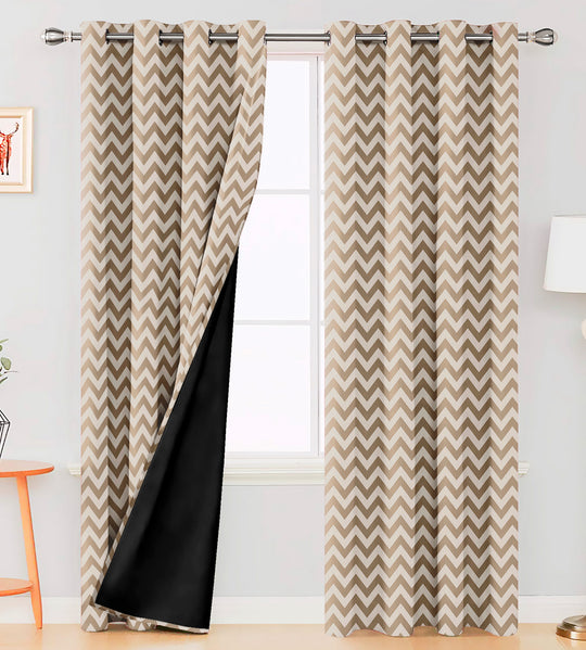 Ultimate Trends Premium Polyester Chevron Pattern Digital Printed Curtain, Thunder Grey Color, 1 Piece