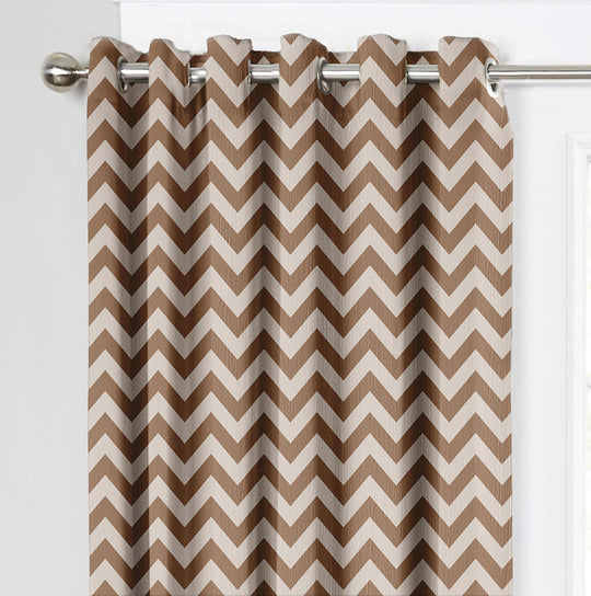 Ultimate Trends Premium Polyester Chevron Pattern Digital Printed Curtain, Peanut Brown Color, 1 Piece