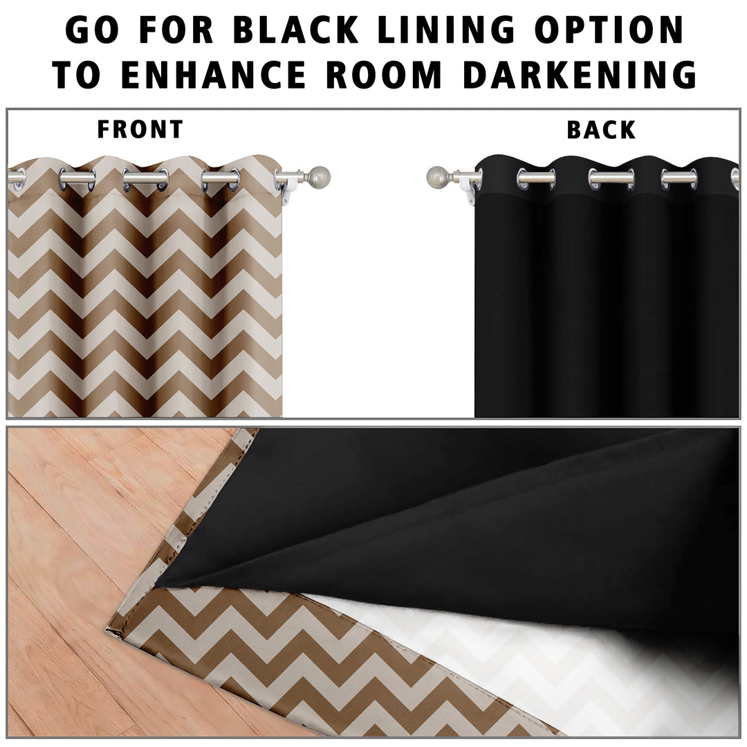 Ultimate Trends Premium Polyester Chevron Pattern Digital Printed Curtain, Peanut Brown Color, 1 Piece