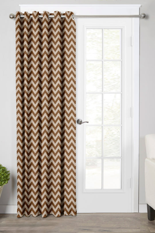 Ultimate Trends Premium Polyester Chevron Pattern Digital Printed Curtain, Brown Color, 1 Piece