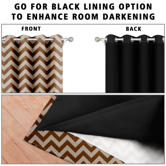 Ultimate Trends Premium Polyester Chevron Pattern Digital Printed Curtain, Brown Color, 1 Piece