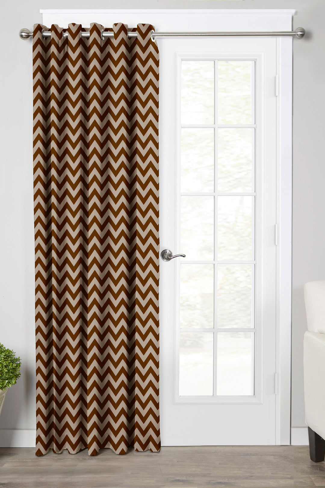 Ultimate Trends Premium Polyester Moire Pattern Digital Printed Curtain, Brown Color, 1 Piece