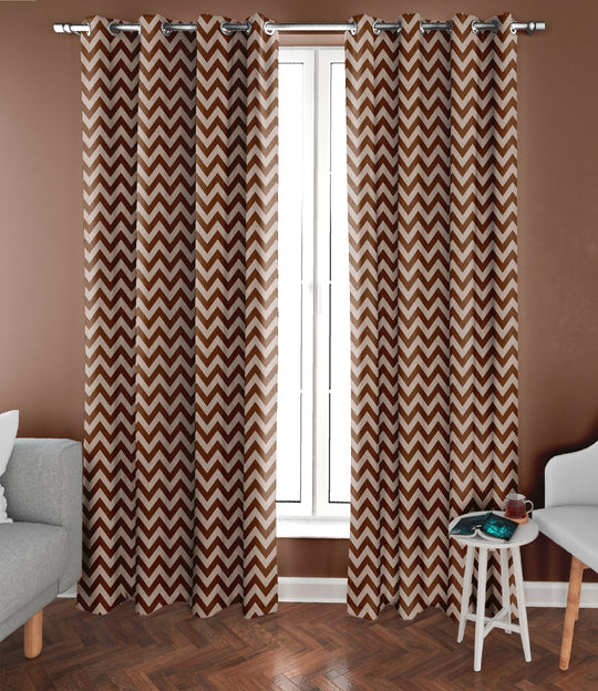 Ultimate Trends Premium Polyester Moire Pattern Digital Printed Curtain, Brown Color, 1 Piece