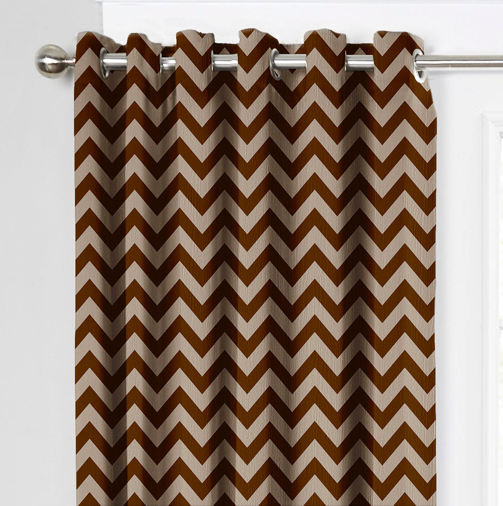 Ultimate Trends Premium Polyester Moire Pattern Digital Printed Curtain, Brown Color, 1 Piece