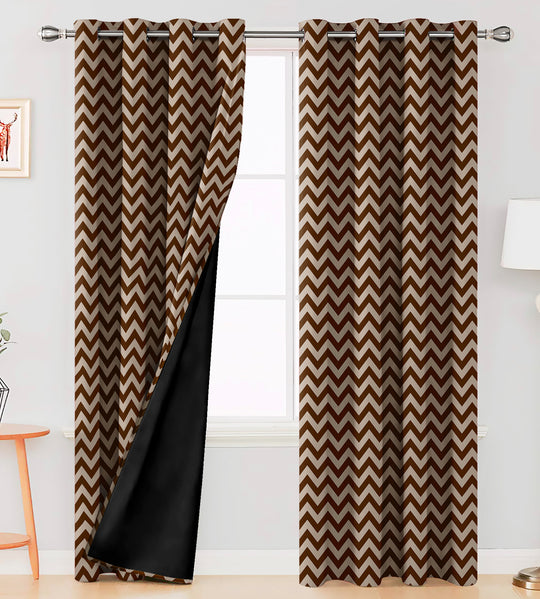 Ultimate Trends Premium Polyester Moire Pattern Digital Printed Curtain, Brown Color, 1 Piece