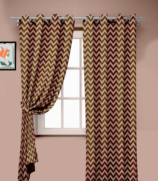 Ultimate Trends Premium Polyester Moire Pattern Digital Printed Curtain, Brown Color, 1 Piece