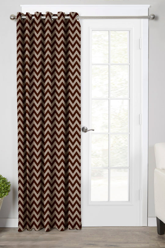 Ultimate Trends Premium Polyester Chevron Pattern Digital Printed Curtain, Chocolate Color, 1 Piece