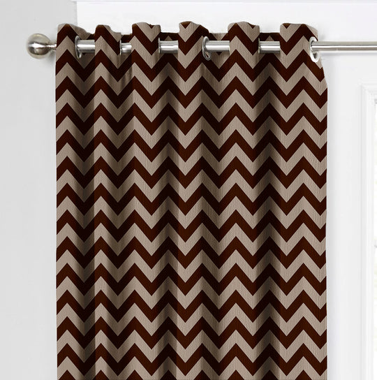 Ultimate Trends Premium Polyester Chevron Pattern Digital Printed Curtain, Chocolate Color, 1 Piece