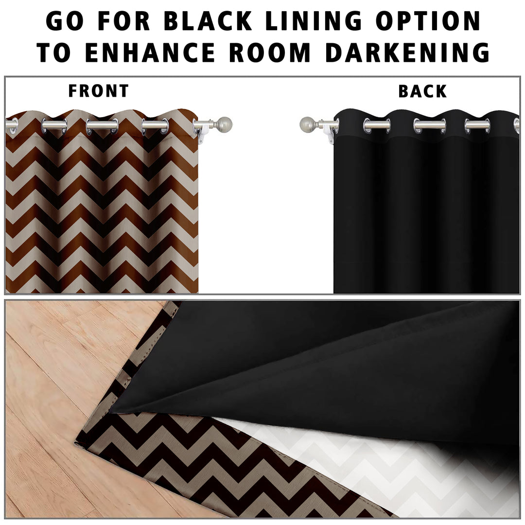 Ultimate Trends Premium Polyester Chevron Pattern Digital Printed Curtain, Chocolate Color, 1 Piece