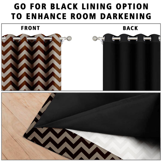 Ultimate Trends Premium Polyester Chevron Pattern Digital Printed Curtain, Chocolate Color, 1 Piece