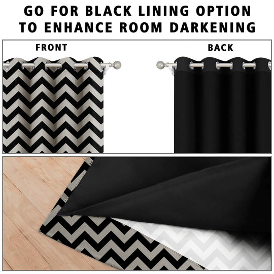 Ultimate Trends Premium Polyester Chevron Pattern Digital Printed Curtain, Black Color, 1 Piece