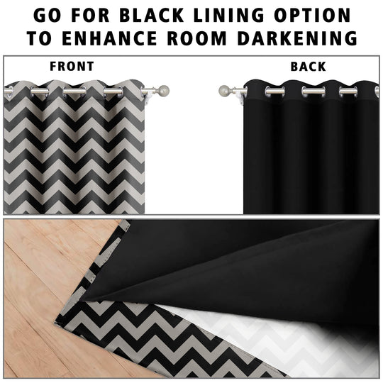 Ultimate Trends Premium Polyester Chevron Pattern Digital Printed Curtain, Charcoal Grey Color, 1 Piece