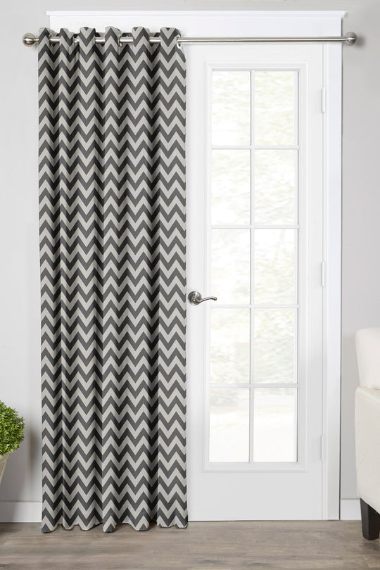 Ultimate Trends Premium Polyester Chevron Pattern Digital Printed Curtain, Steel Grey Color, 1 Piece