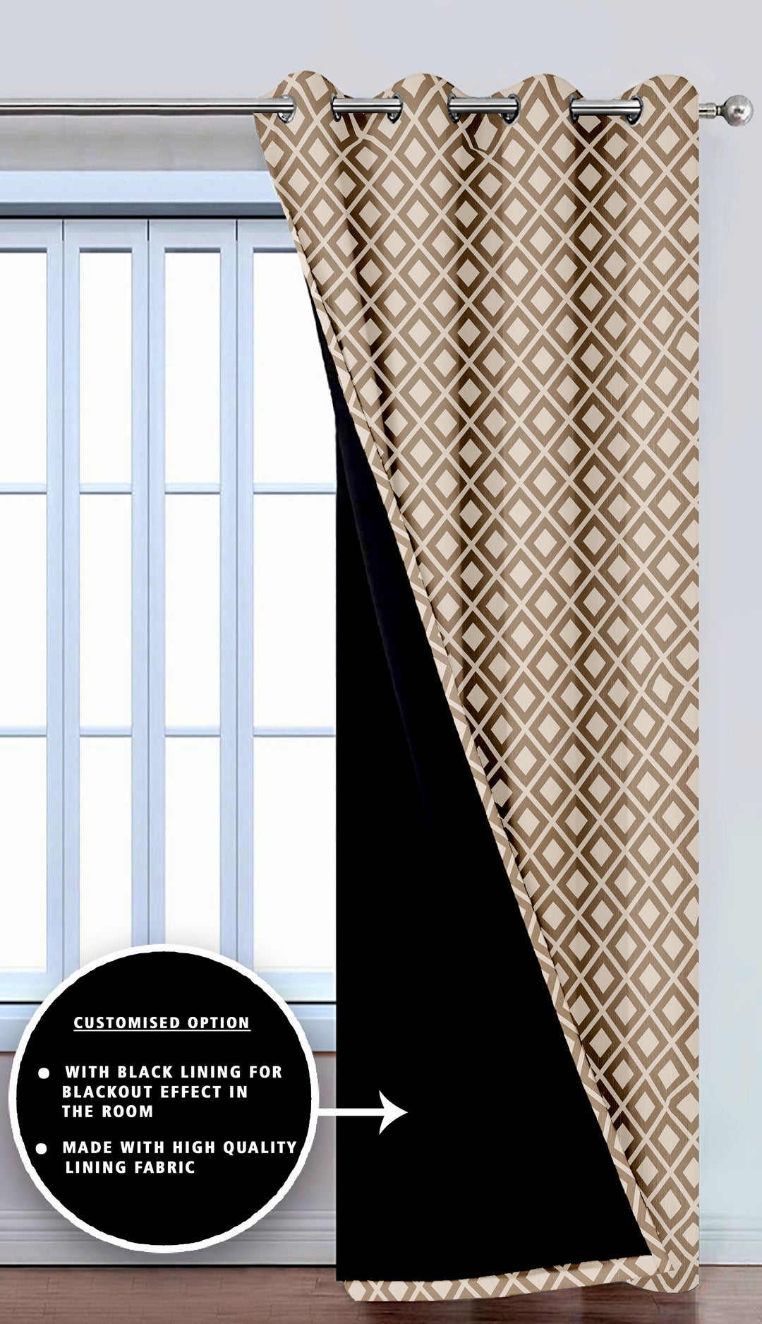 Ultimate Trends Premium Polyester Chevron Pattern Digital Printed Curtain, Thunder Grey Color, 1 Piece