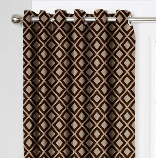 Ultimate Trends Premium Polyester Block Pattern Digital Printed Curtain, Chocolate Color, 1 Piece