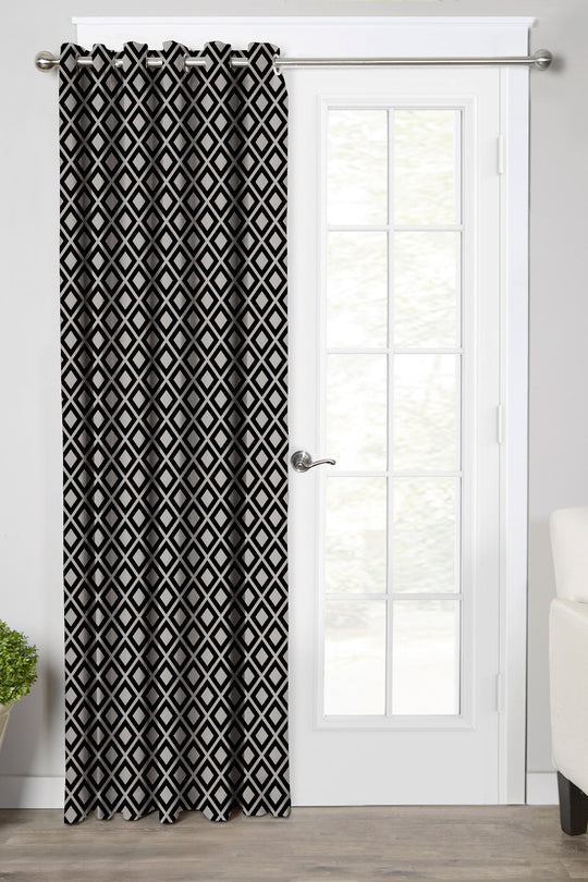 Ultimate Trends Premium Polyester Block Pattern Digital Printed Curtain, Black Color, 1 Piece