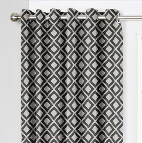 Ultimate Trends Premium Polyester Block Pattern Digital Printed Curtain, Steel Grey Color, 1 Piece