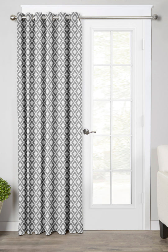 Ultimate Trends Premium Polyester Block Pattern Digital Printed Curtain, Pearl Grey Color, 1 Piece