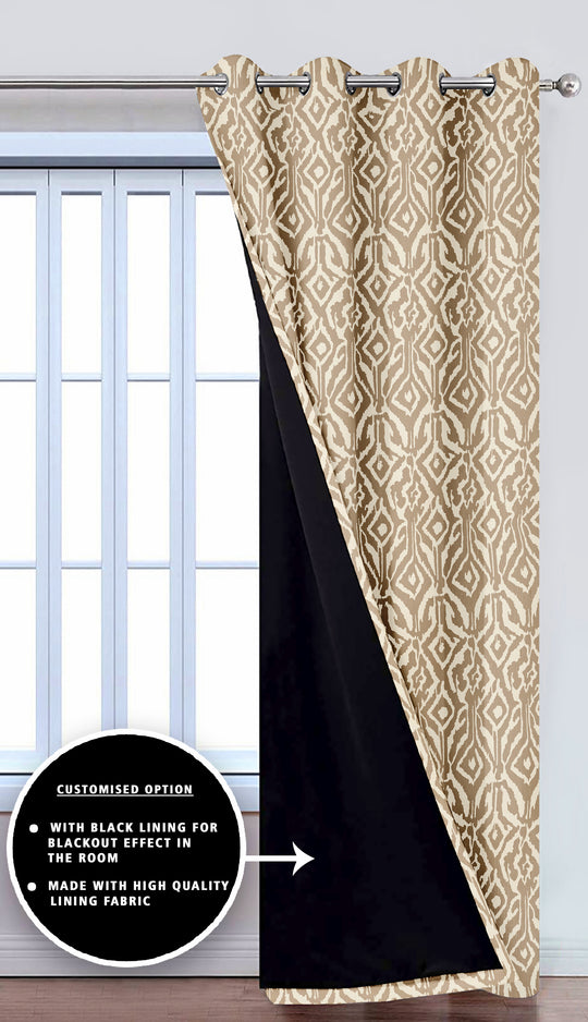 Ultimate Trends Premium Polyester Abstract Pattern Digital Printed Curtain, Thunder Gold Color, 1 Piece