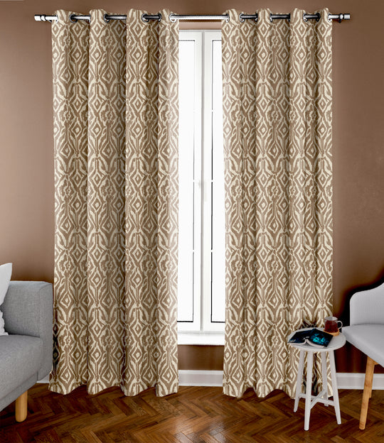 Ultimate Trends Premium Polyester Abstract Pattern Digital Printed Curtain, Peanut Brown Color, 1 Piece