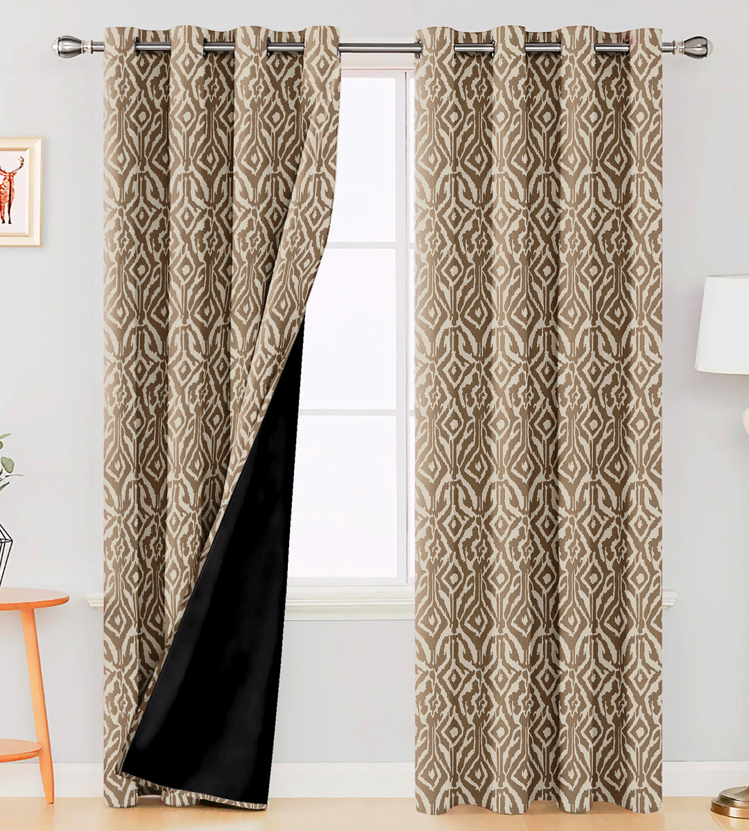 Ultimate Trends Premium Polyester Abstract Pattern Digital Printed Curtain, Peanut Brown Color, 1 Piece