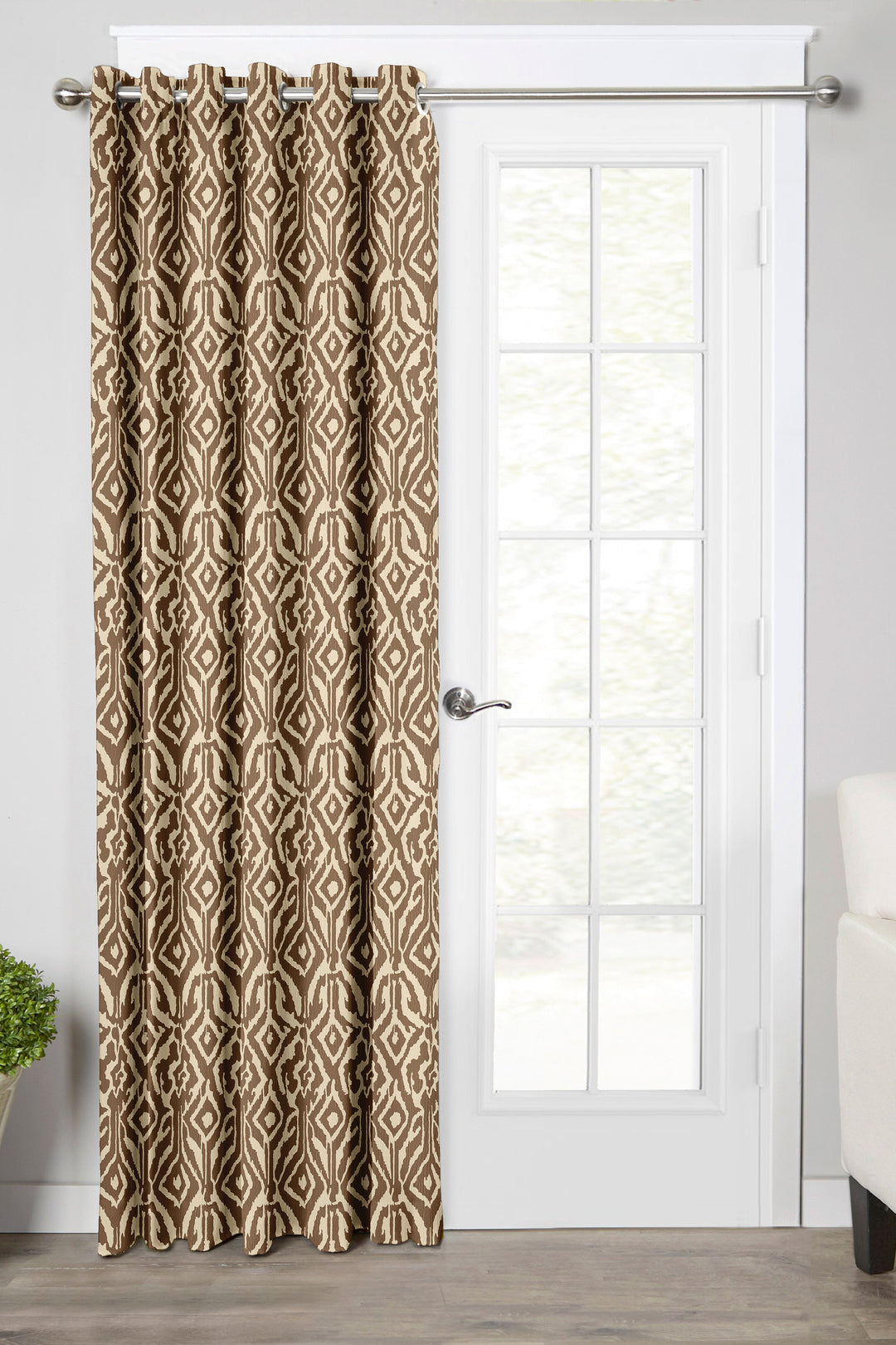 Ultimate Trends Premium Polyester Abstract Pattern Digital Printed Curtain, Brown Color, 1 Piece