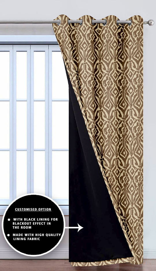 Ultimate Trends Premium Polyester Abstract Pattern Digital Printed Curtain, Brown Color, 1 Piece