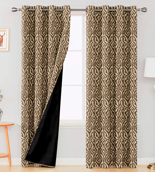 Ultimate Trends Premium Polyester Abstract Pattern Digital Printed Curtain, Brown Color, 1 Piece